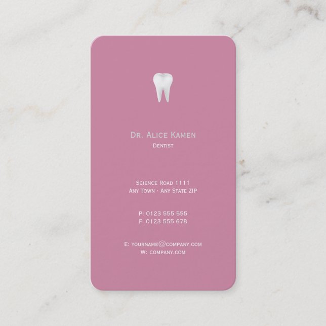 Carte de rendez-vous dentaire | Dentiste rose (Devant)
