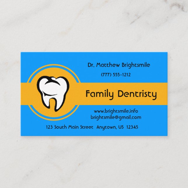 Carte De Rendez-vous Dental White Tooth Bold Golden Yellow Stripe (Devant)