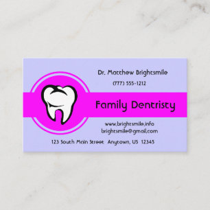 Carte De Rendez-vous Dental White Tooth Bold Magenta Centre Stripe