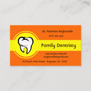 Carte De Rendez-vous Dental White Tooth Bold Yellow Centre Grille