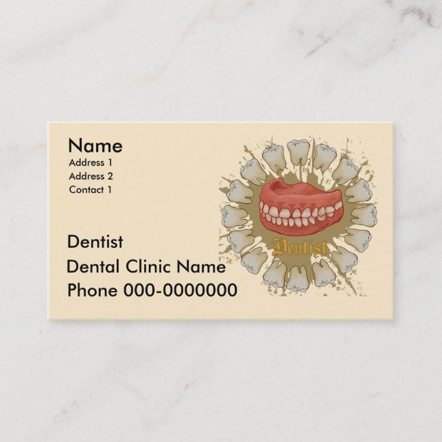 Carte De Rendez-vous Dentist Caduceus nom personnalisé (Devant)