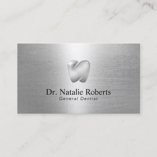 Carte De Rendez-vous Dentist Silver Tooth Logo moderne Bureau dentaire (Devant)
