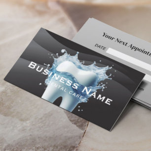 Carte De Rendez-vous Dentiste Blanche dent Moderne Courbes Noires Denta