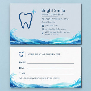 Carte de rendez-vous Dentiste Bleu Marine avec écl