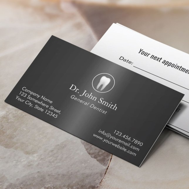 Carte De Rendez-vous Dentiste Elegant Metal Dental Nomination (Créateur téléchargé)