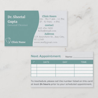 Carte De Rendez-vous Dentiste Moderne Dent Logo Soins dentaires Rendez-