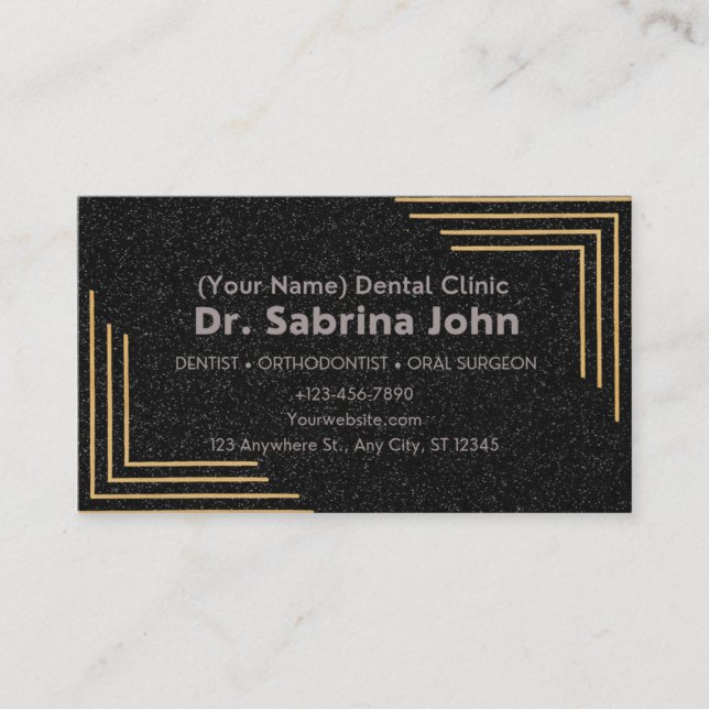 Carte De Rendez-vous Dentiste moderne Gold & Black Dental Office (Devant)