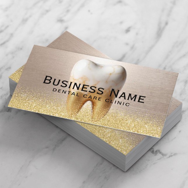 Carte De Rendez-vous Dentiste Moderne Tooth Stylish Gold Dental Cliniqu (Créateur téléchargé)