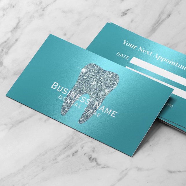 Carte De Rendez-vous Dentiste Moderne Turquoise Dents Métal Dentaire (Créateur téléchargé)