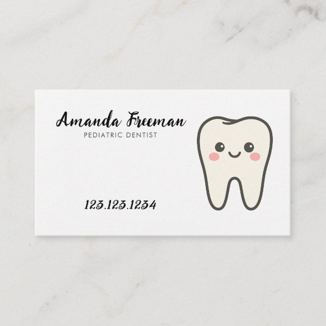 Carte De Rendez-vous Dentiste pédiatrique mignon blanc (Devant)