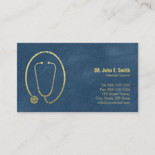 Carte De Rendez-vous Docteur, Blue Canvas Golden Stethoscope Nomination