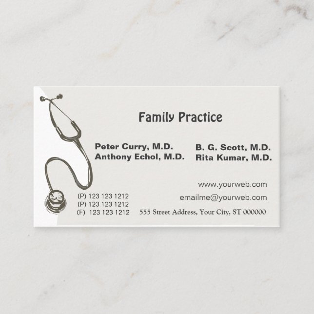 Carte De Rendez-vous Docteur impressionnant simple appareil médical de (Devant)