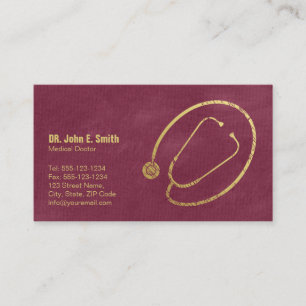 Carte De Rendez-vous Docteur, Red Canvas Golden Stethoscope Nomination