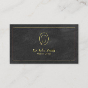 Carte De Rendez-vous Docteur, Toile Noire Cadre doré & Stethoscope