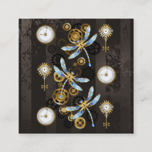 Carte De Rendez-vous Dragonflies de Steampunk sur arrière - plan rayé b