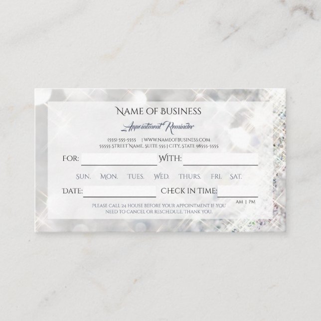Carte De Rendez-vous Elégant FAUX Diamond Parties scintillant Sparkle N (Devant)