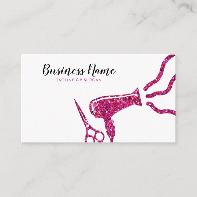 Carte De Rendez-vous Elégant Parties scintillant rose Sèche cheveux Coi (Devant)