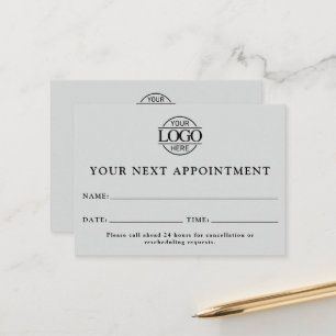 Carte De Rendez-vous Élégant professionnel gris clair simple rappel