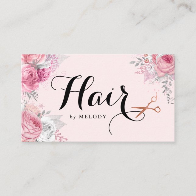 Carte De Rendez-vous Elégante coiffeuse rose en cuivre (Devant)