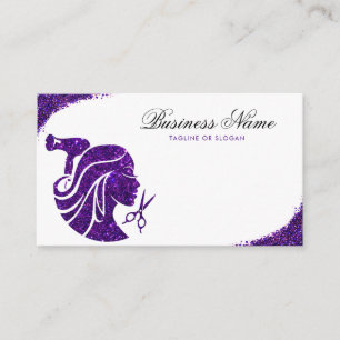 Carte De Rendez-vous Elégante Parties scintillant violette femme coiffe