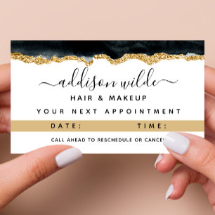 Carte de rendez-vous en Aquarelle Noire et Or