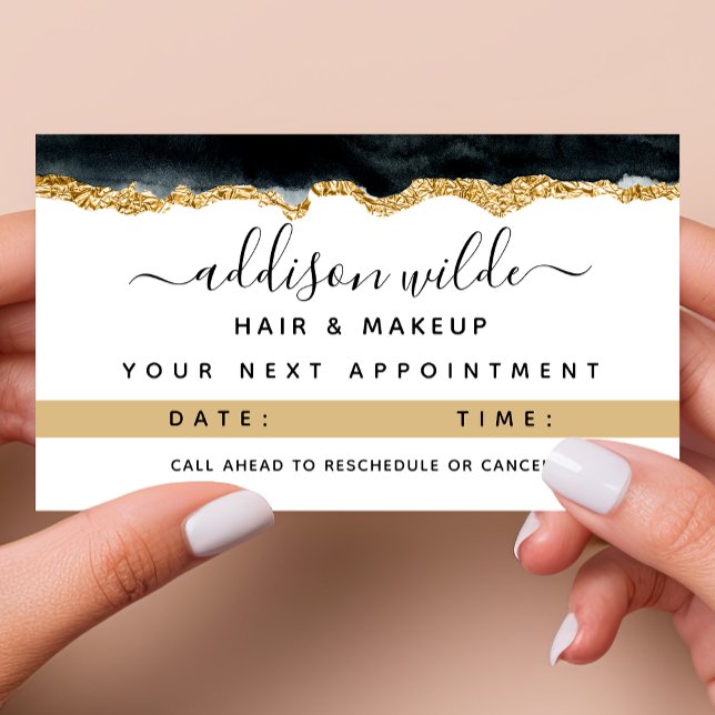 Carte de rendez-vous en Aquarelle Noire et Or (Créateur téléchargé)