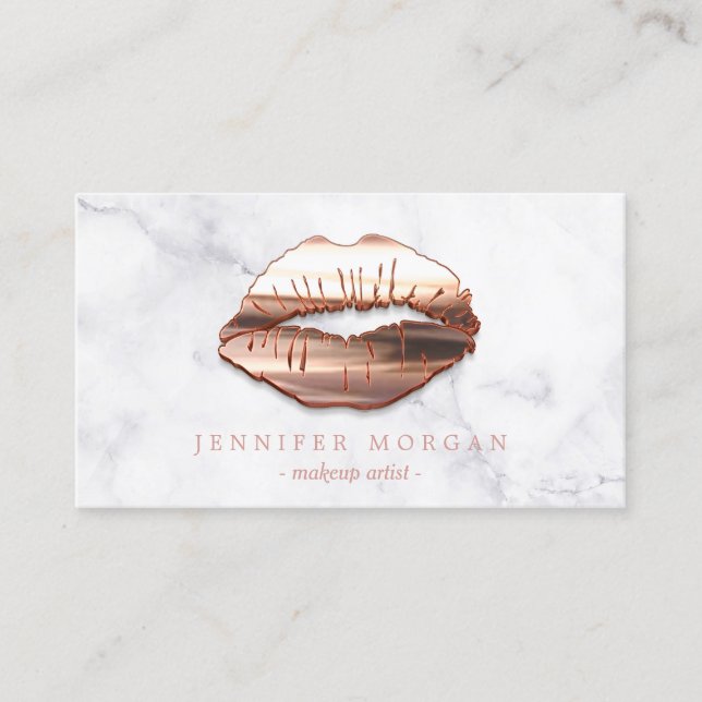 Carte de rendez-vous en marbre rose Gold 3D Lips (Devant)