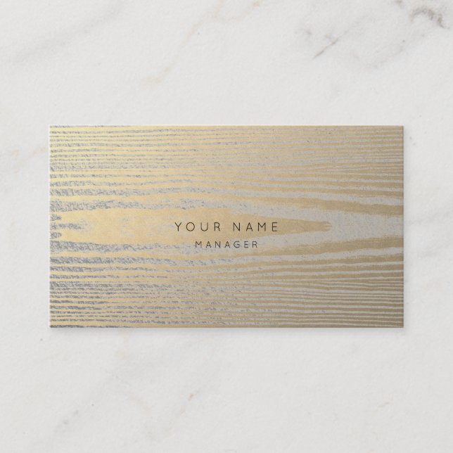 Carte de rendez-vous en métal métal or gris bois (Devant)