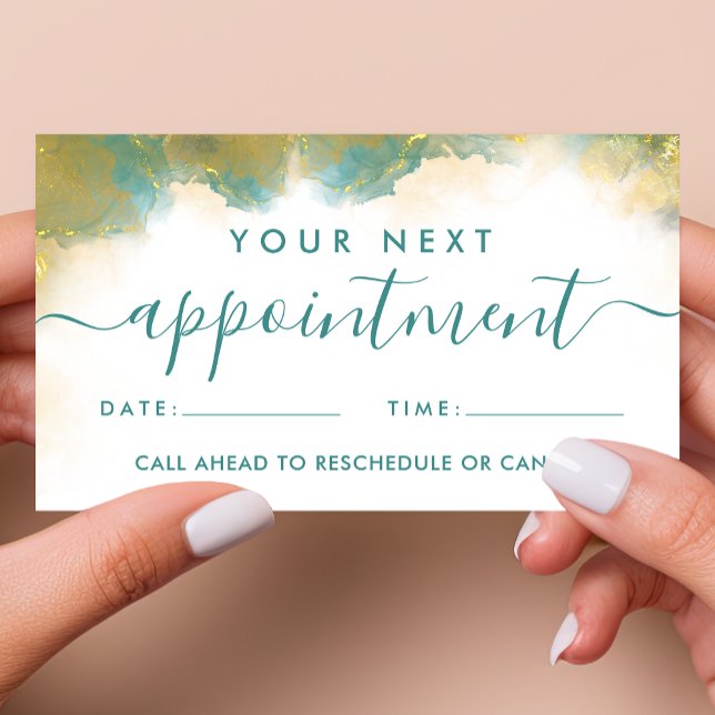 Carte De Rendez-vous Encre D'Aquarelle Liquide D'Art Moderne turquoise  (Créateur téléchargé)