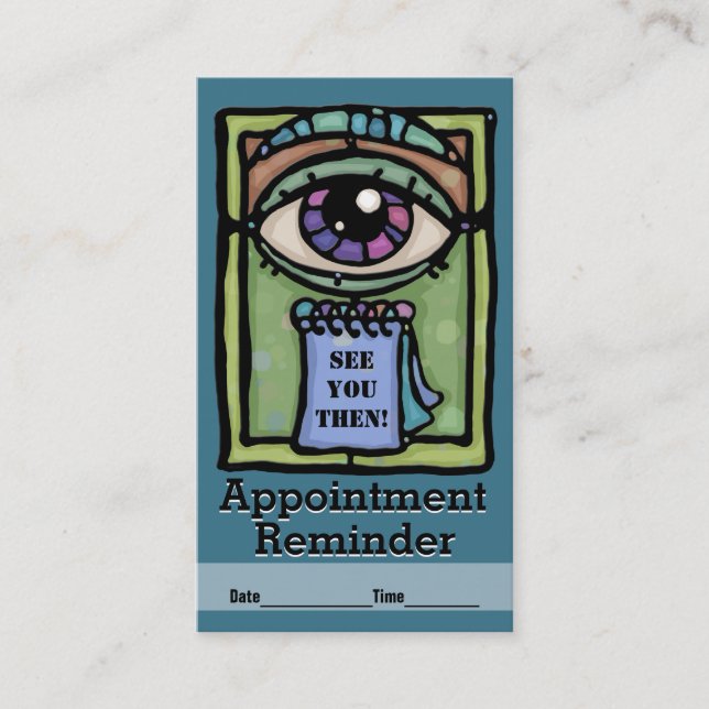 Carte De Rendez-vous Examen d'Optometrist.Ophthalmologists.Eye. (Devant)