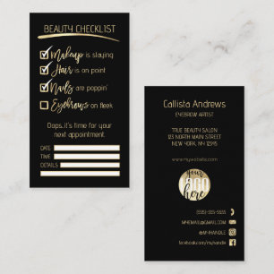 Carte De Rendez-vous Eyebrow Gold Black Beauty Checklist Business Logo
