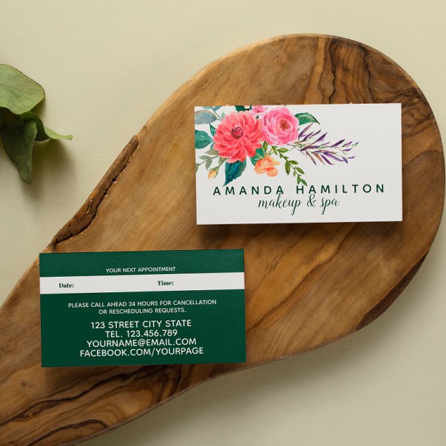 Carte De Rendez-vous Fleurs rouges modernes Fleur Fleur d'aquarelle Ren (Créateur téléchargé)