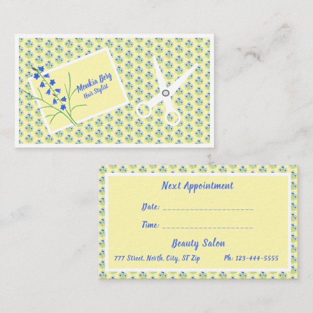 Carte de rendez-vous Floral Hair Stylist (Devant / Derrière)