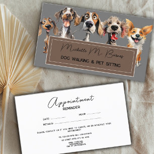 Carte De Rendez-vous Funky Chien Walker Groomer Garderie pour animaux