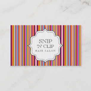 Carte De Rendez-vous Funky Retro Rainbow Stripes Hair Styliste Mode