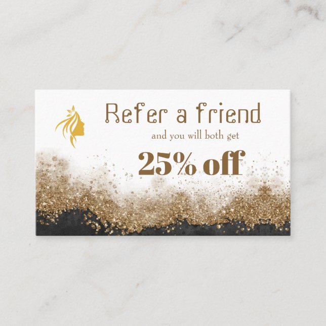 Carte De Rendez-vous Gold and black   Salon Referral Card (Devant)