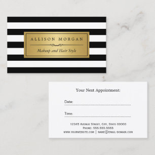 Carte de rendez-vous Gold Black White Stripes