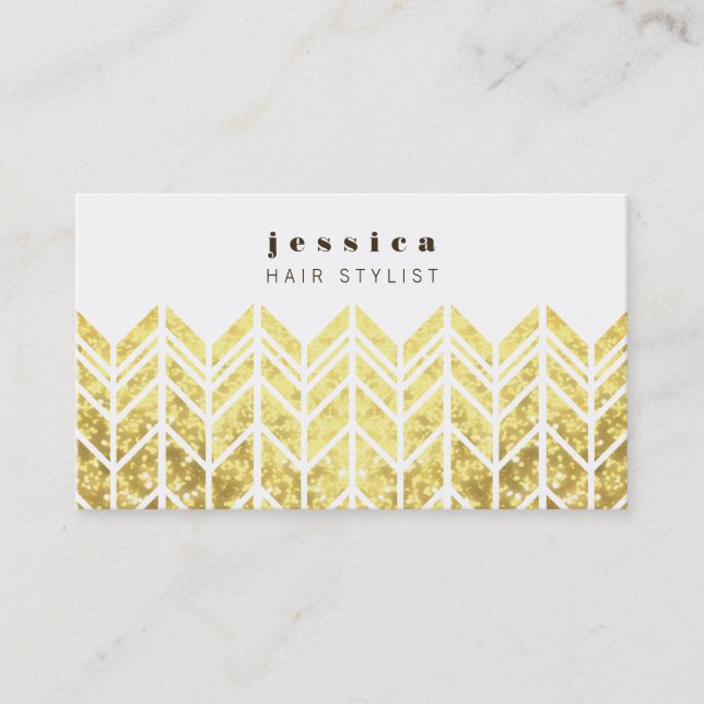 Carte De Rendez-vous Gold Parties scintillant Arrow Motif Hair Stylist  (Devant)