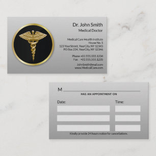 Carte De Rendez-vous Gold Professional Médicale Caduceus