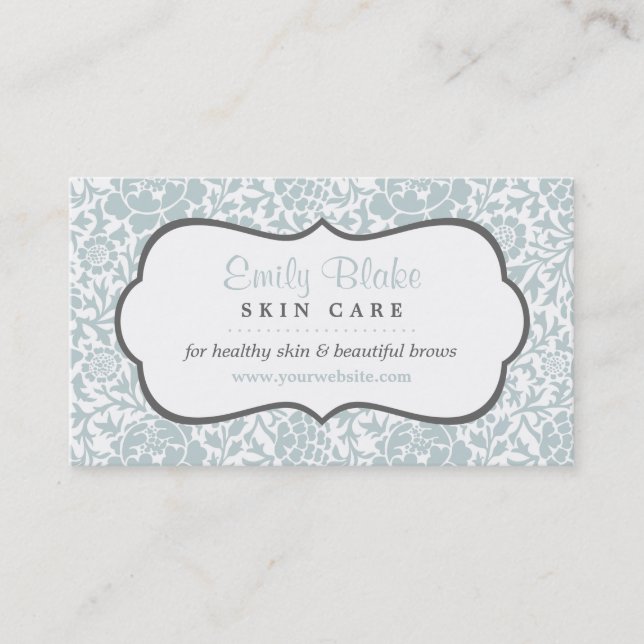 Carte de rendez-vous Gray and Blue Floral Damask (Devant)