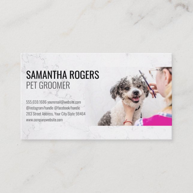 Carte De Rendez-vous Groomer animal | Grossissement de chien (Devant)