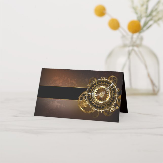 Carte De Rendez-vous Horloge Steampunk avec des engrenages anciens (Devant)