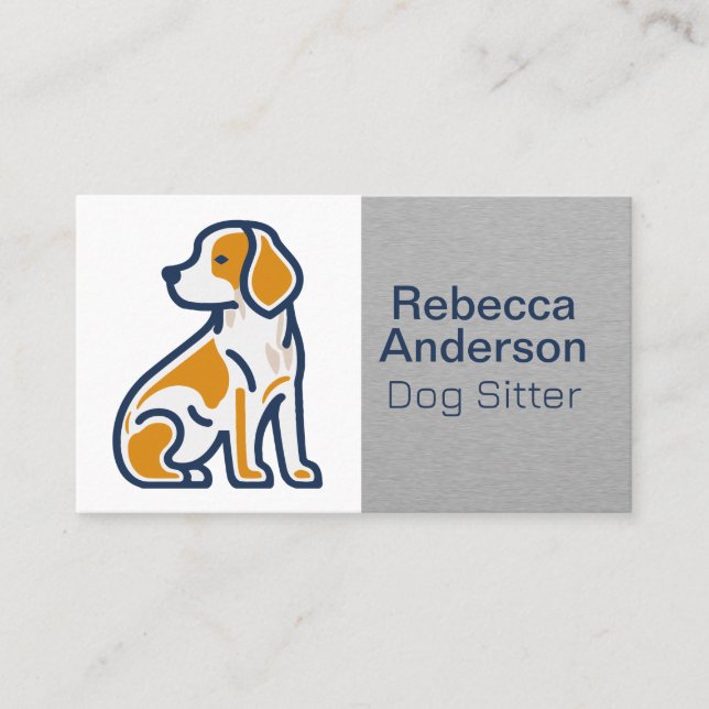 Carte De Rendez-vous Illustration de la position assise du chien mignon (Devant)