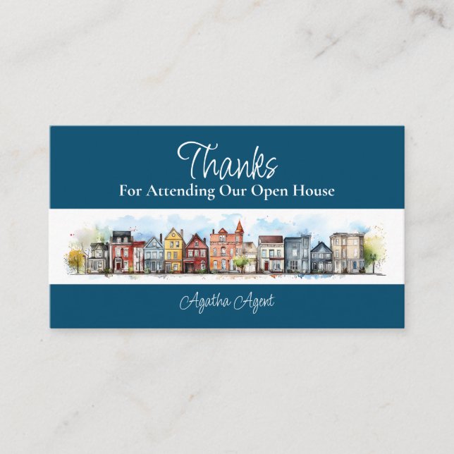 Carte De Rendez-vous Immobilier Open House Merci Bleu (Devant)