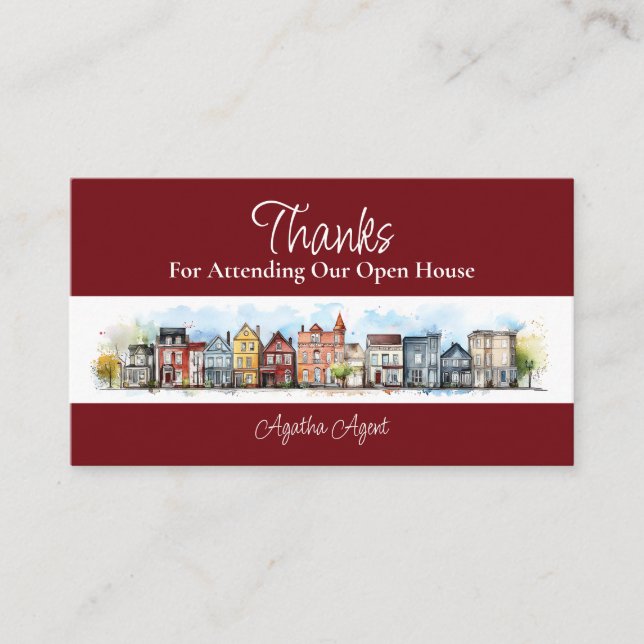 Carte De Rendez-vous Immobilier Open House Merci Burgandy (Devant)