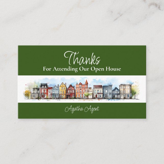 Carte De Rendez-vous Immobilier Open House Merci Vert (Devant)