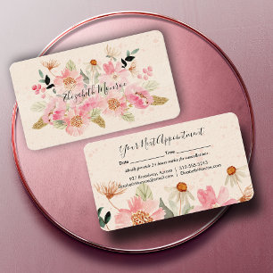 Carte De Rendez-vous Jardin Fleurs Cheveux Styliste Salon Maquillage