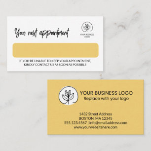 Carte De Rendez-vous Jaune clair et blanc avec votre logo d'entreprise