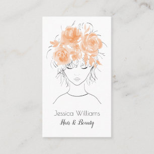 Carte De Rendez-vous Jolie fille pêche aquarelle rose-Floral