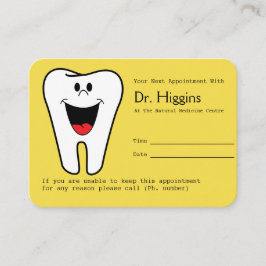 Carte De Rendez-vous Joyeux Dentiste Nomination Rappel Jaune